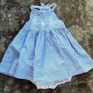 Blue and White Striped Baby Dress